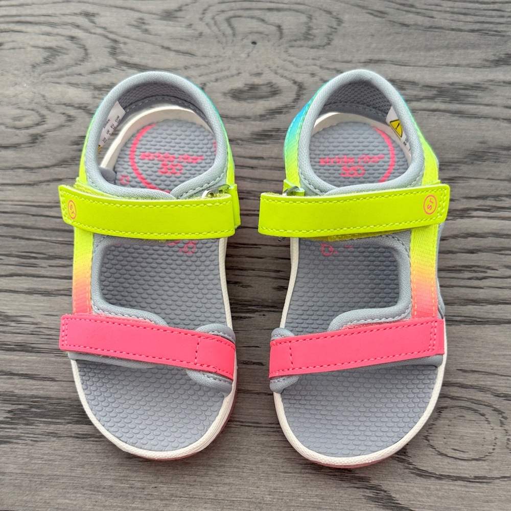 Stride Rite Neon Pink and Yellow Kids Sandals